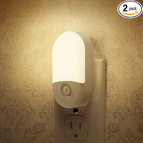 LED Night Light Plug-in Dimmable Sensor 2 Pack